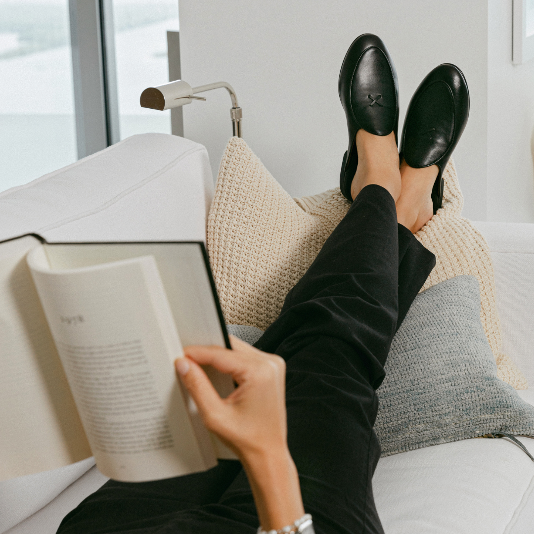 Women's Black Leather Milano Mule