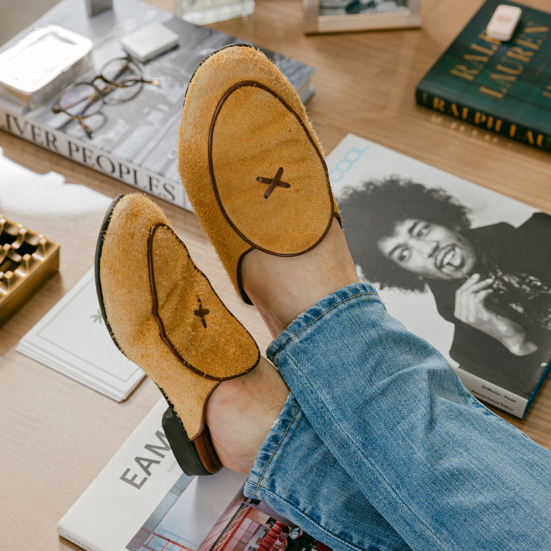 Men's Tan Textured Suede Milano Mule