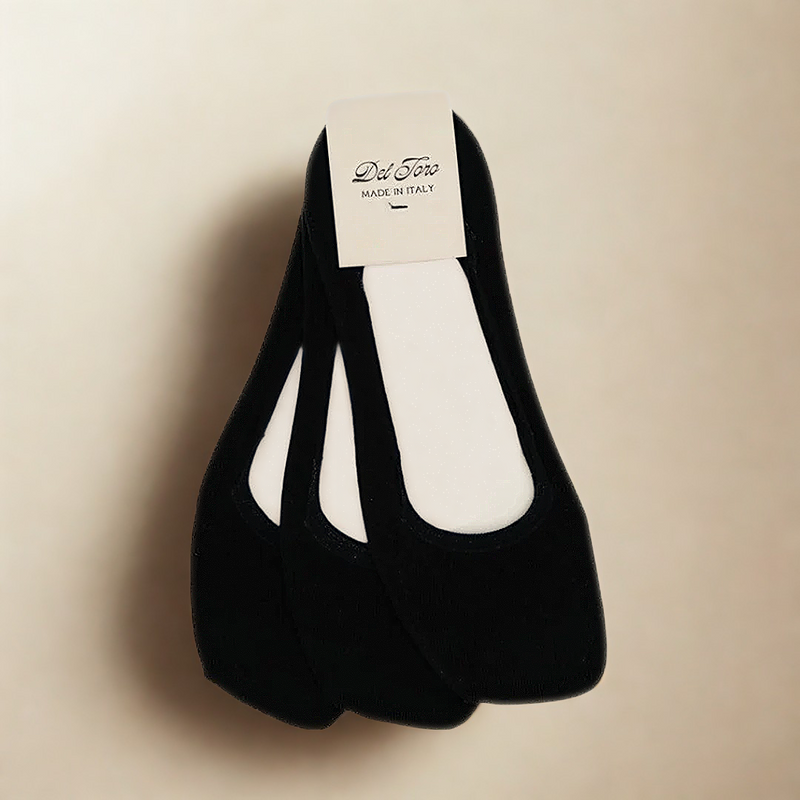 Set of 3 Athletic No Show Loafer Socks - Black