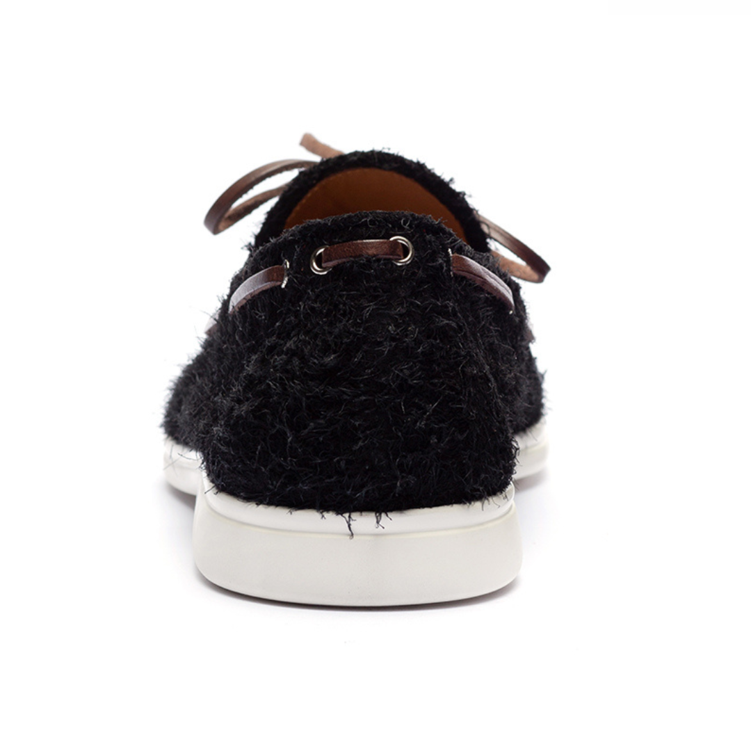 Men's Black Textured Suede Barca Yacht Loafer