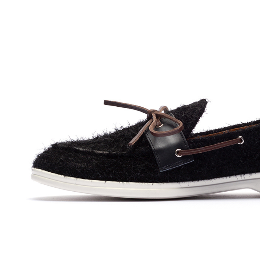 Men's Black Textured Suede Barca Yacht Loafer