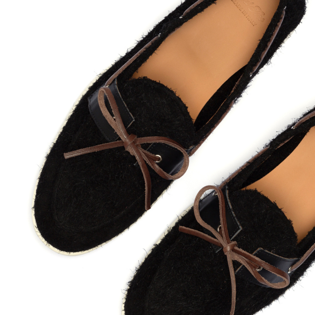 Men's Black Textured Suede Barca Yacht Loafer