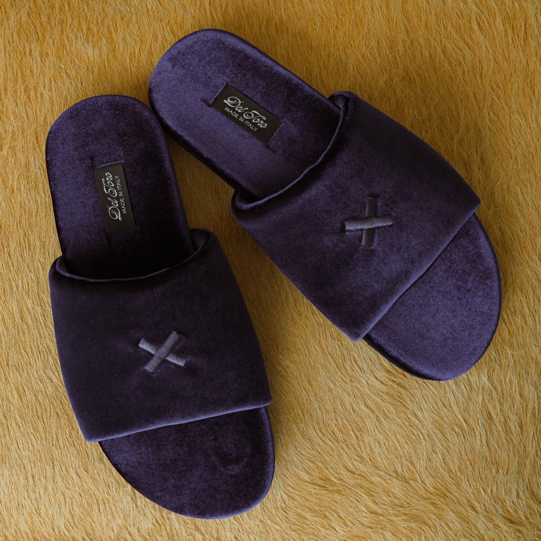 Men's Midnight Navy Velvet House Slide