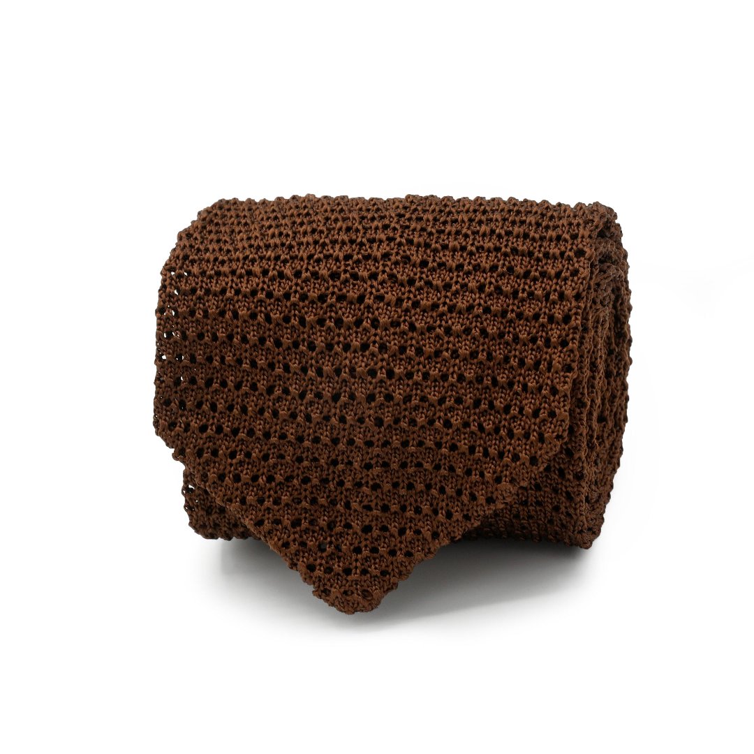 Silk Knit Tie - Tobacco