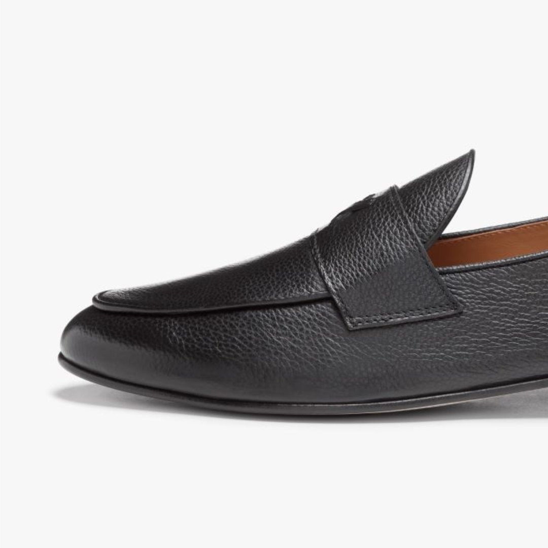 Men's Black Pebbled Leather Centesimo