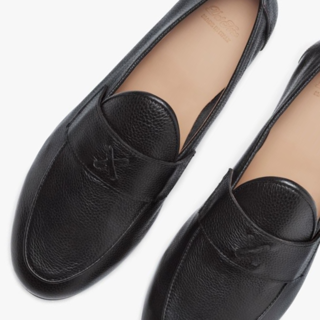 Men's Black Pebbled Leather Centesimo