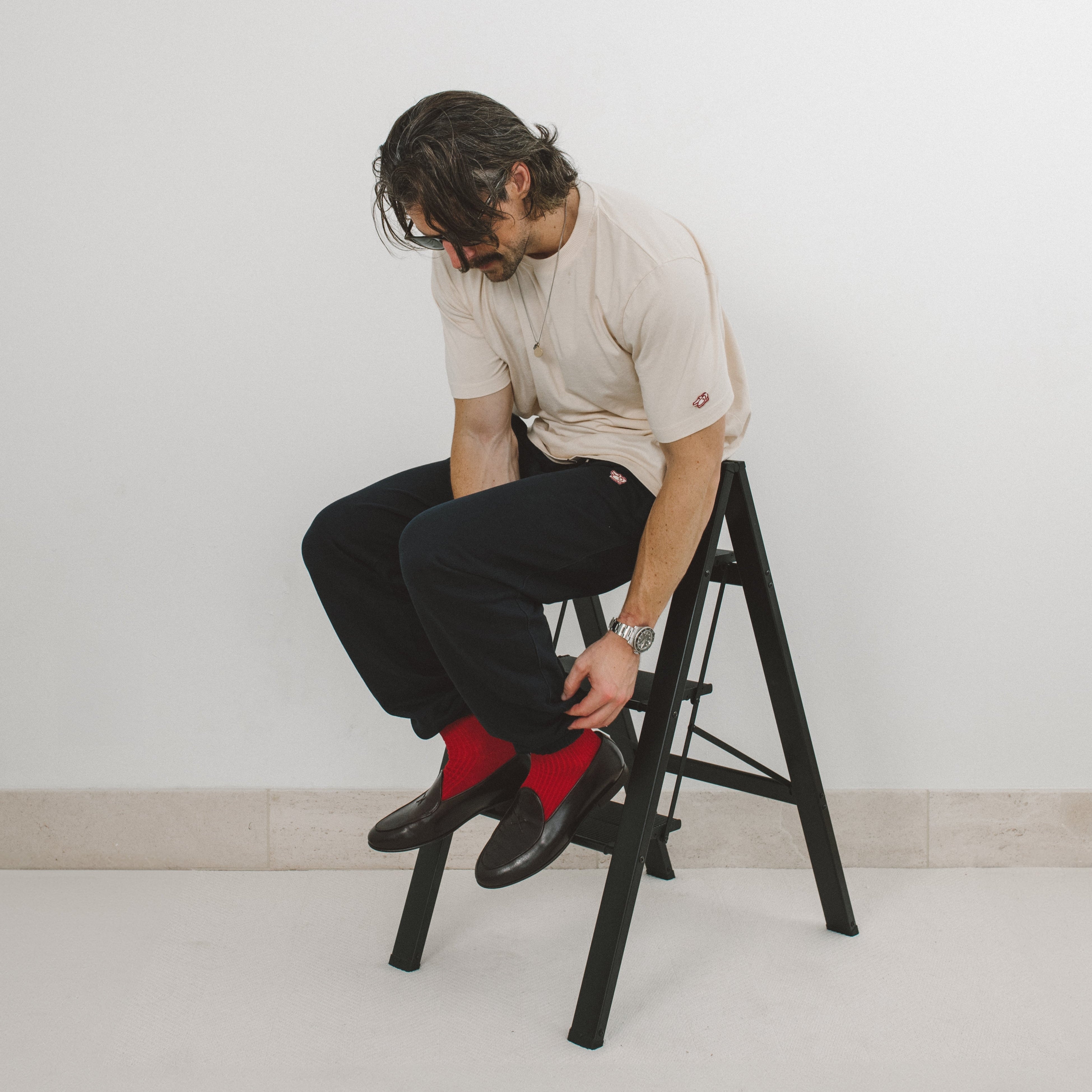 Ribbed Loop Sock - Red