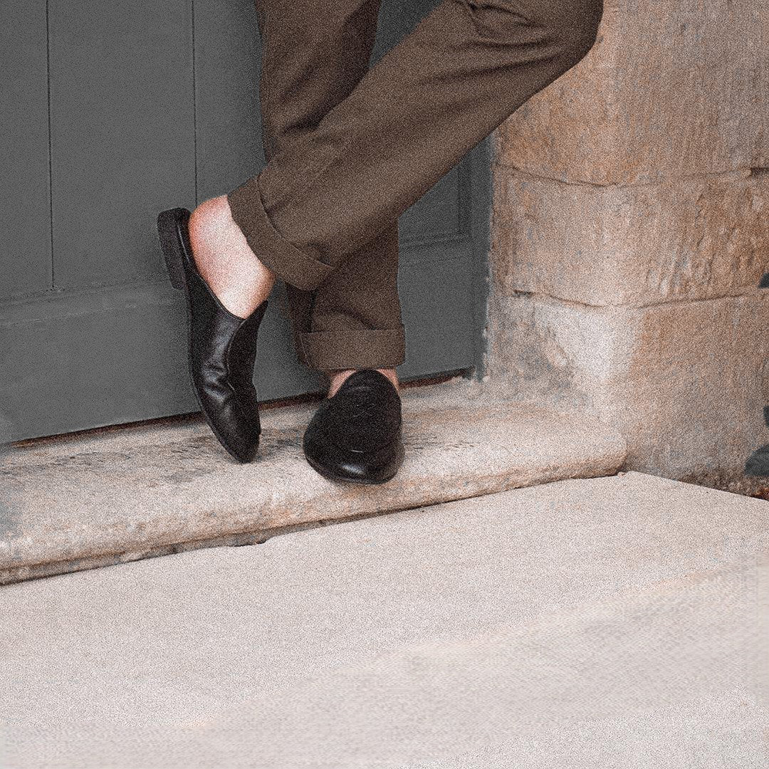 Men's Black Leather Milano Mule