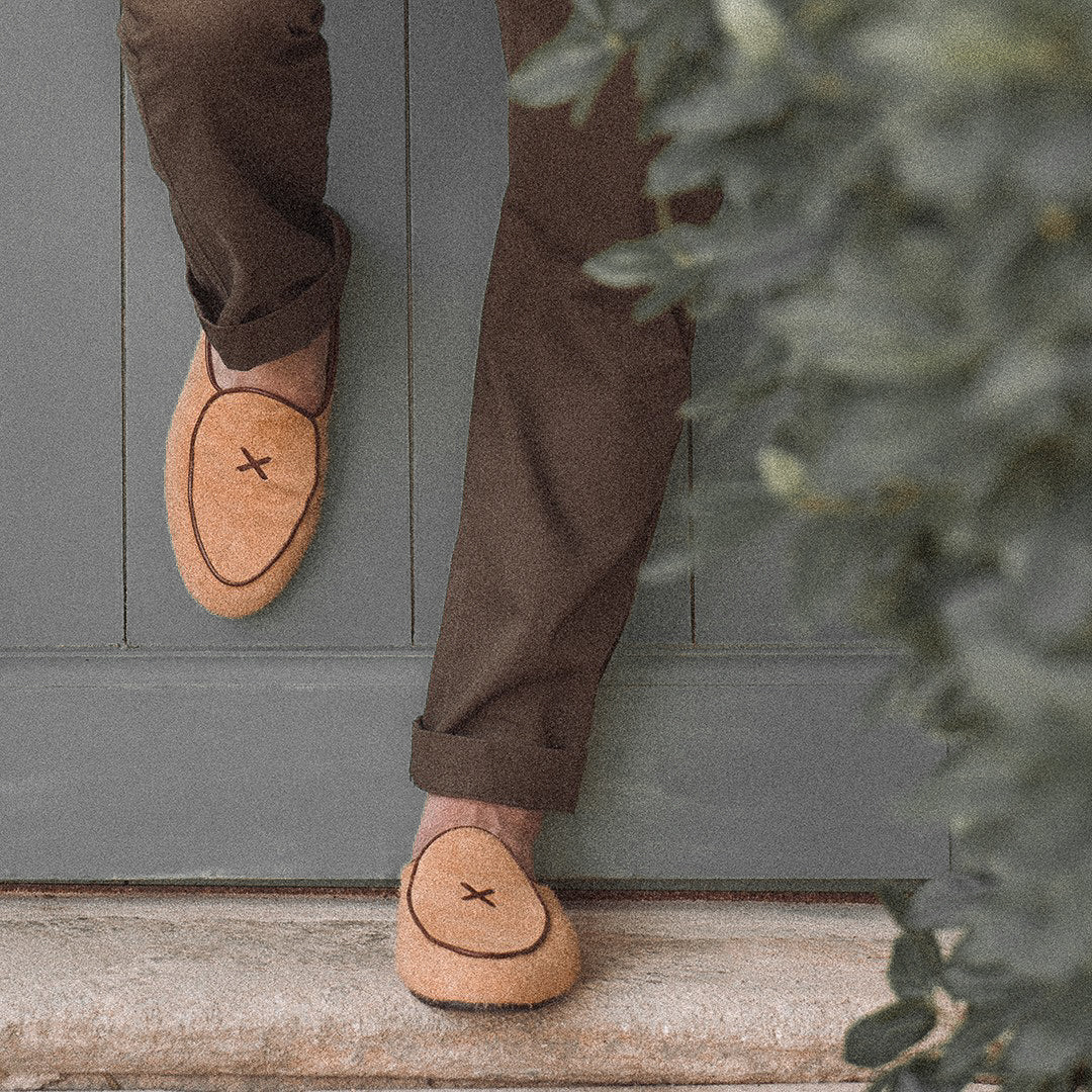 Men's Tan Textured Suede Milano Mule