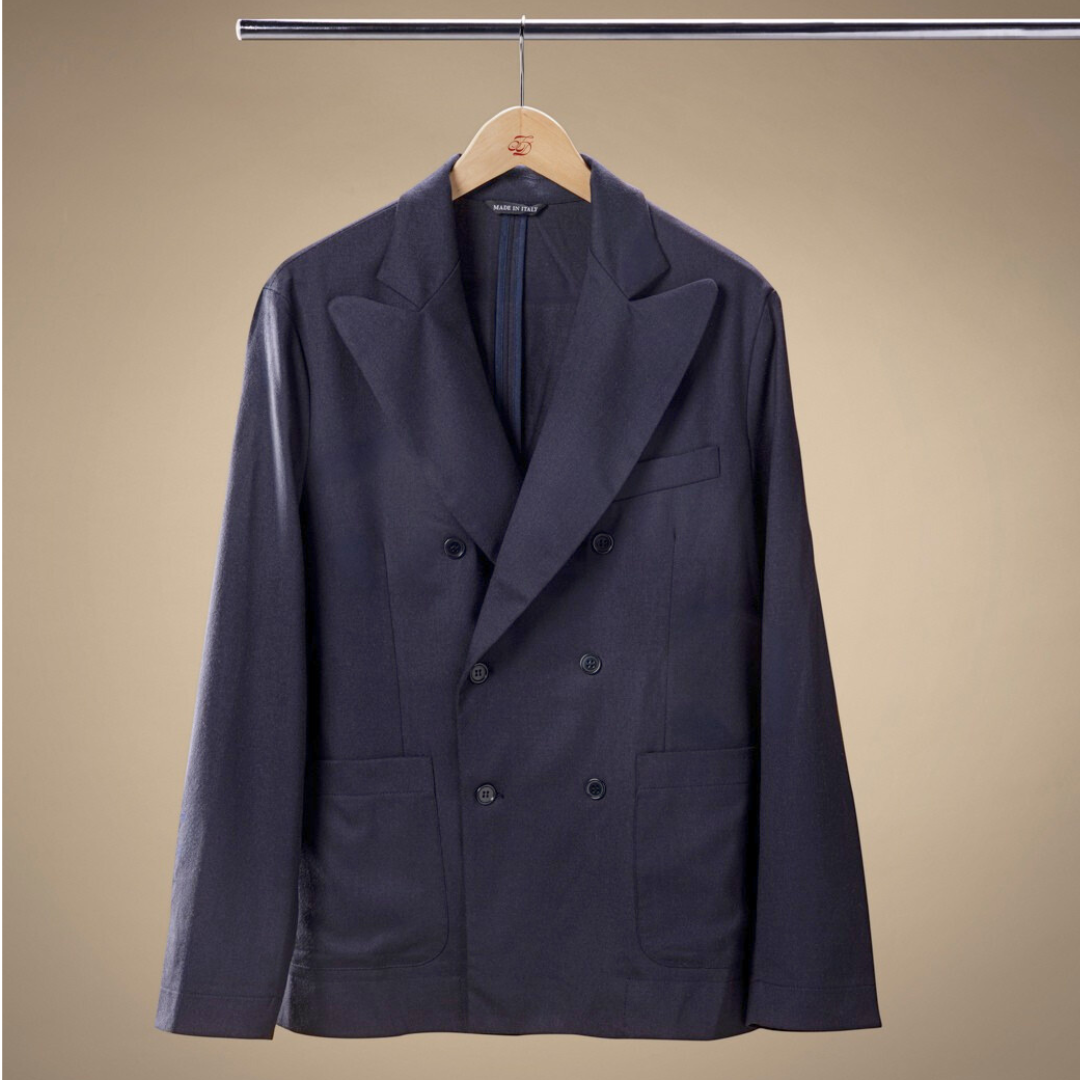 Navy Double Breasted Blazer - Wool Chore Coat | Del Toro