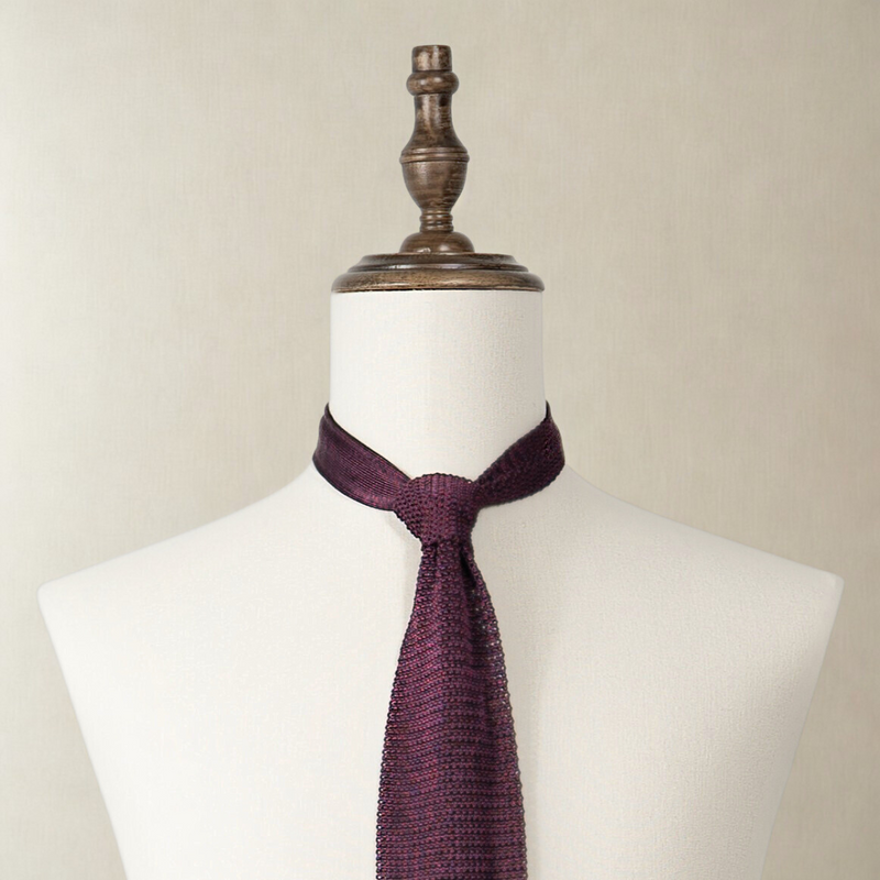 Silk Knit Tie - Burgundy