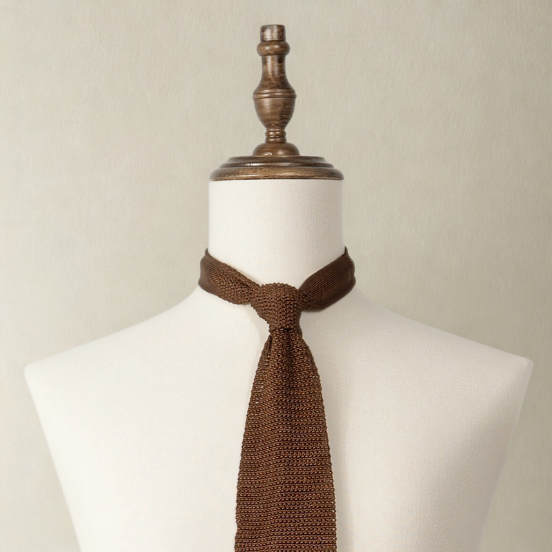 Silk Knit Tie - Tobacco
