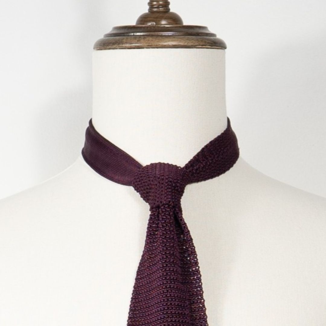 Silk Knit Tie - Burgundy