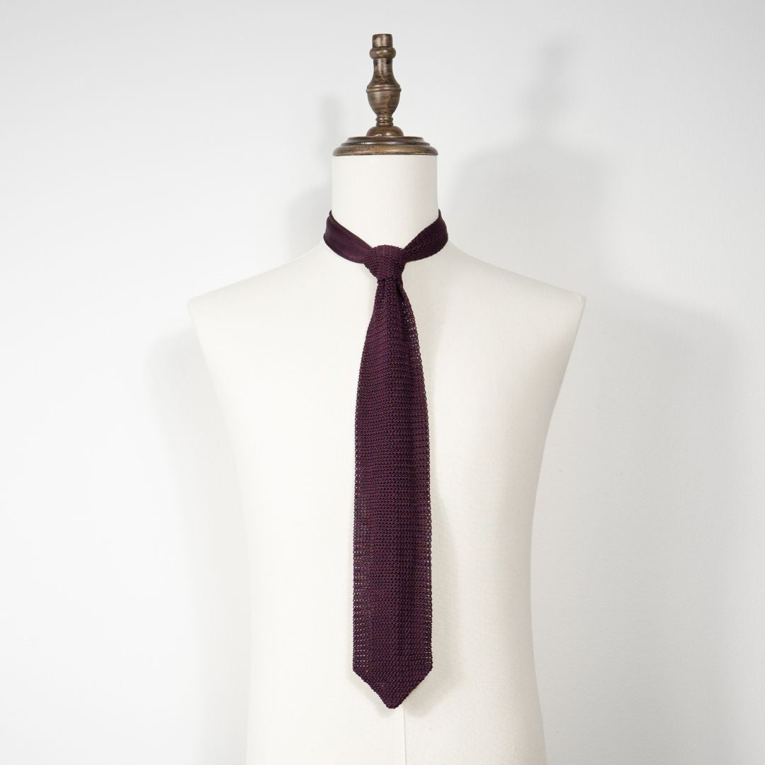 Silk Knit Tie - Burgundy
