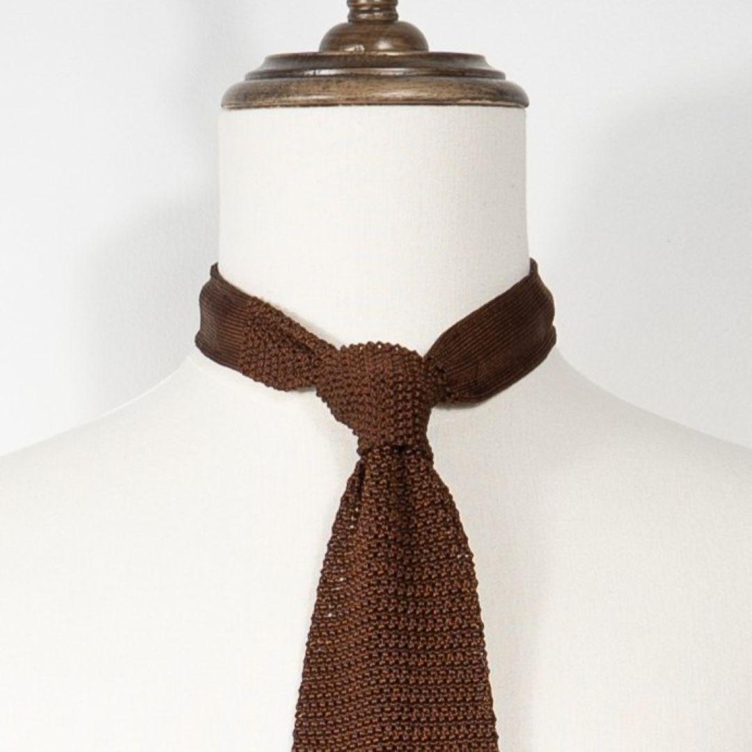 Silk Knit Tie - Tobacco