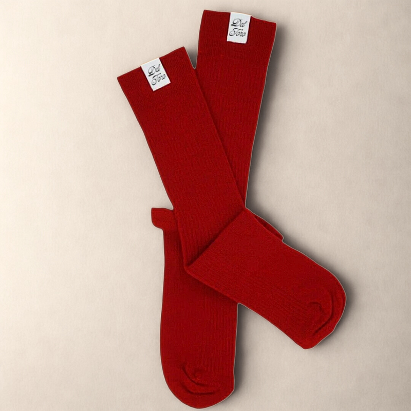 Ribbed Loop Sock - Red