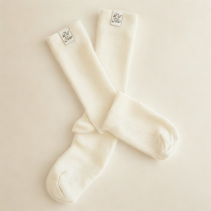 Ribbed Loop Sock - White