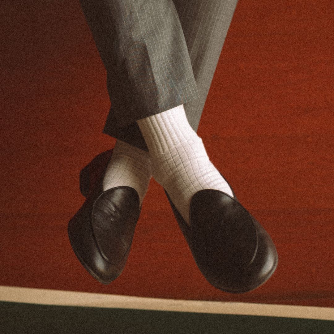 Ribbed Loop Sock - White