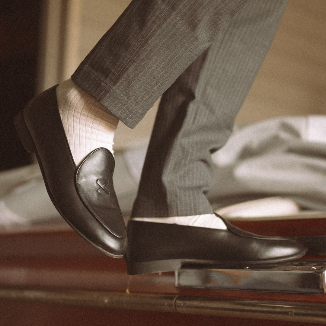 Ribbed Loop Sock - White