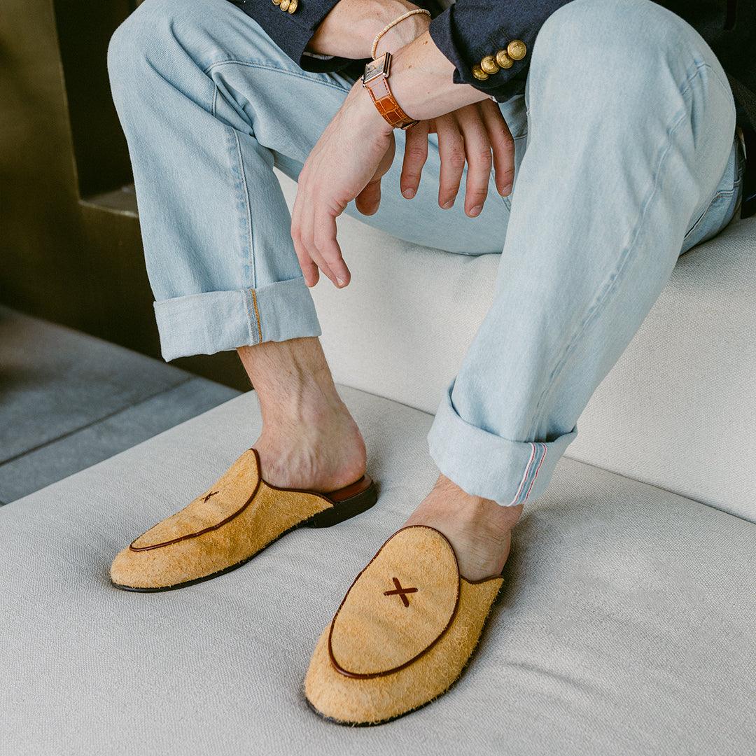 Men's Tan Textured Suede Milano Mule