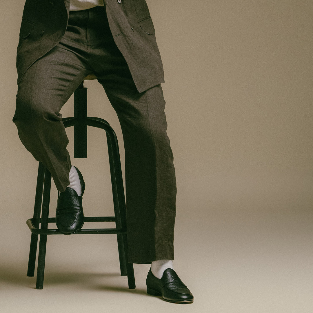 Men's Black Pebbled Leather Centesimo