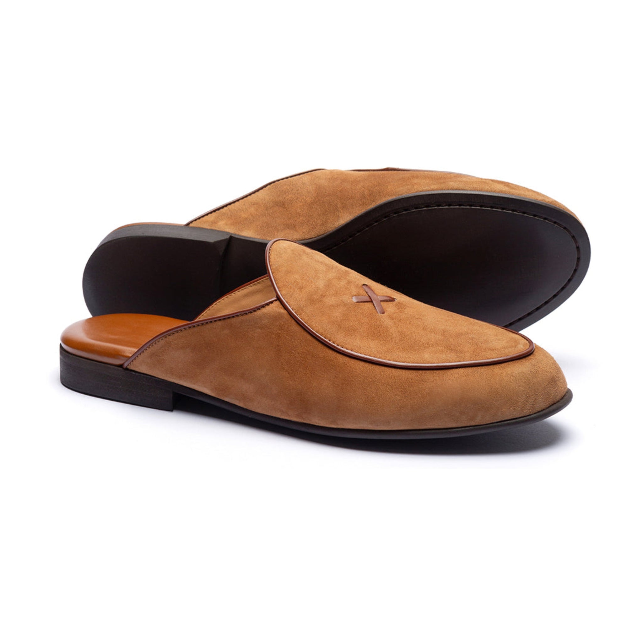 cognac flat mules