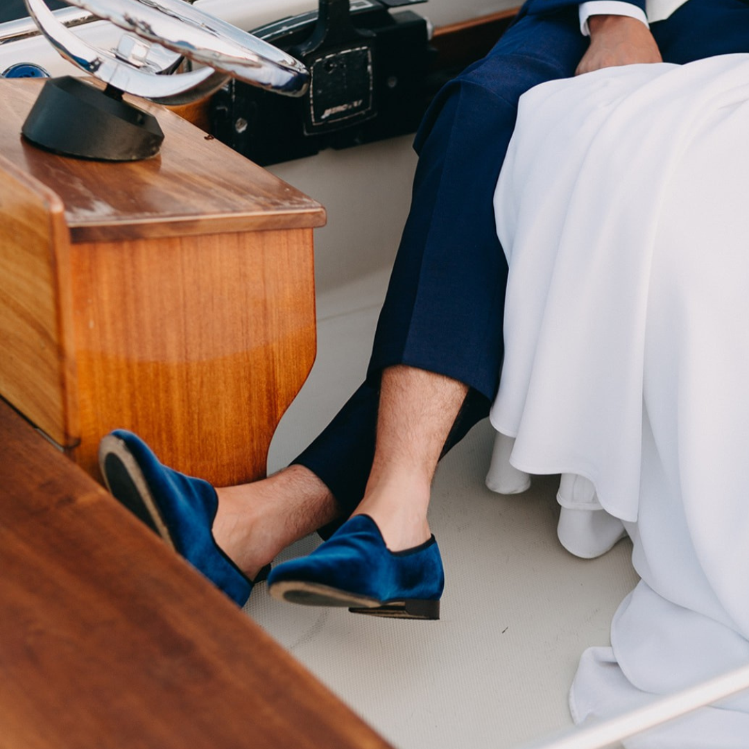 Men's Blue Velvet Slipper II