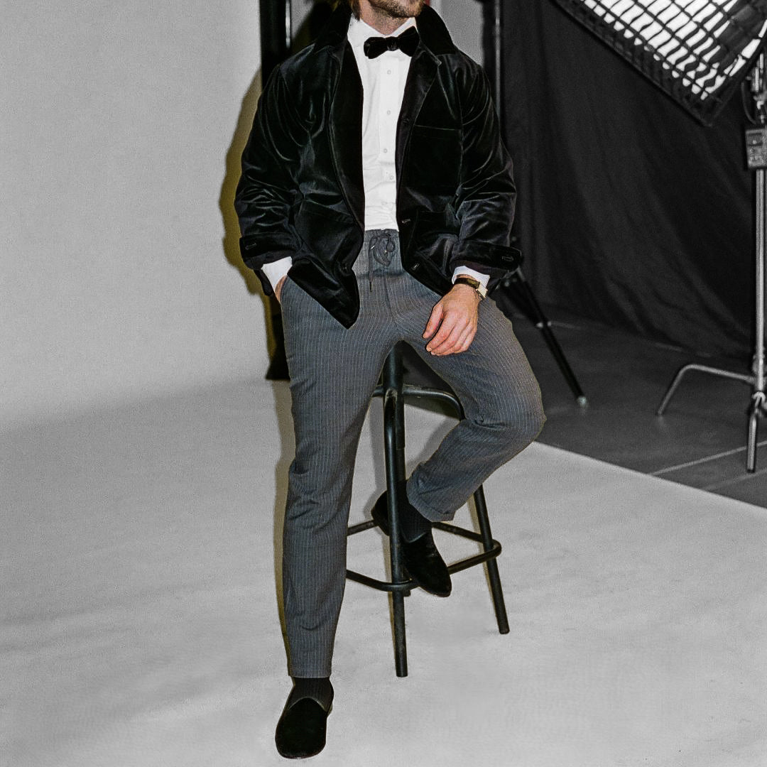 Men's Velour Cocktail Coat - Black