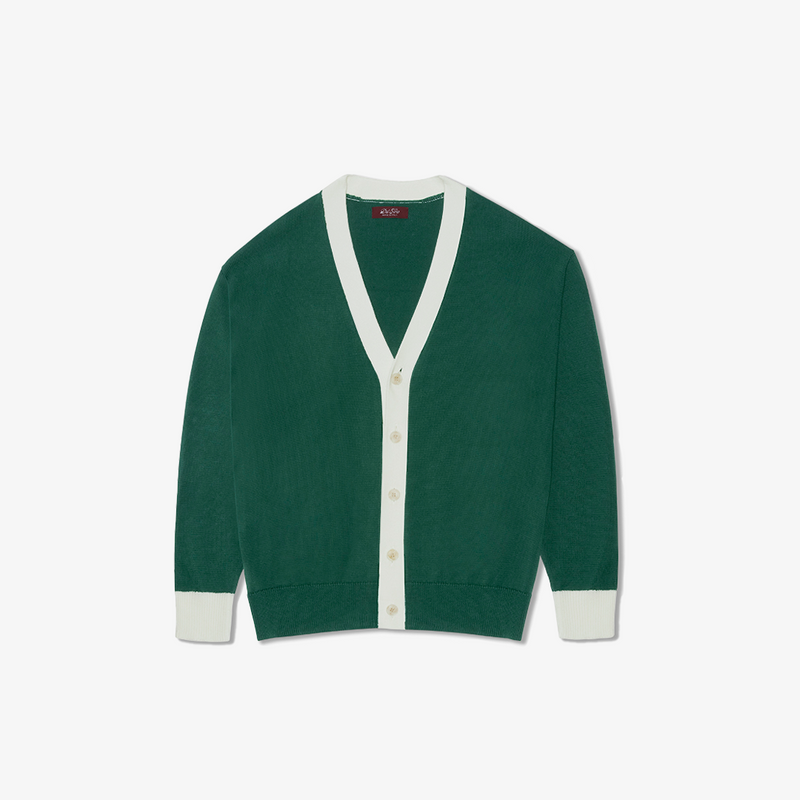 Women's Vintage Fit Cardigan - Fairway Green / Vintage White