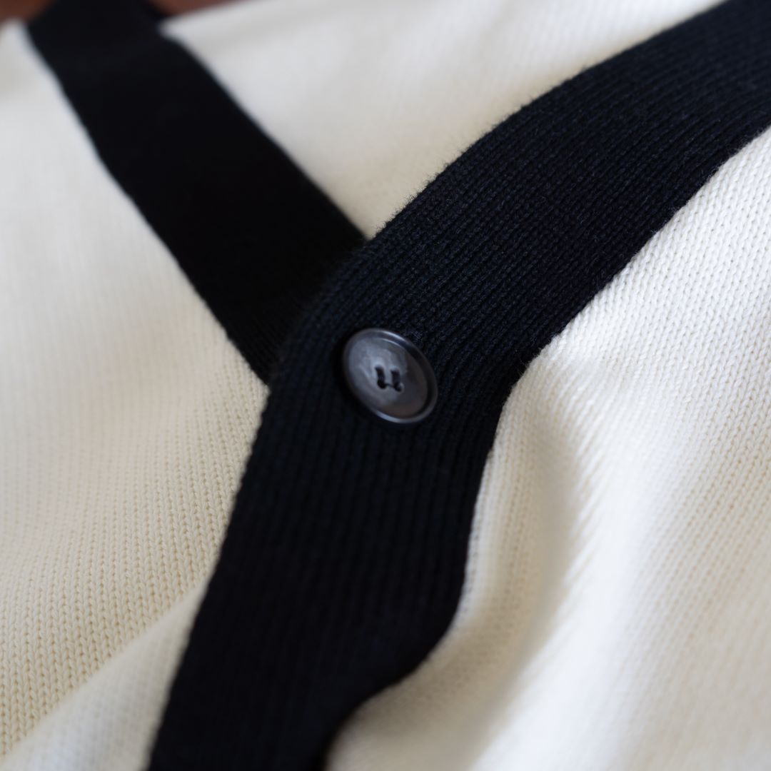 Women's Vintage Fit Cardigan - Vintage White / Black