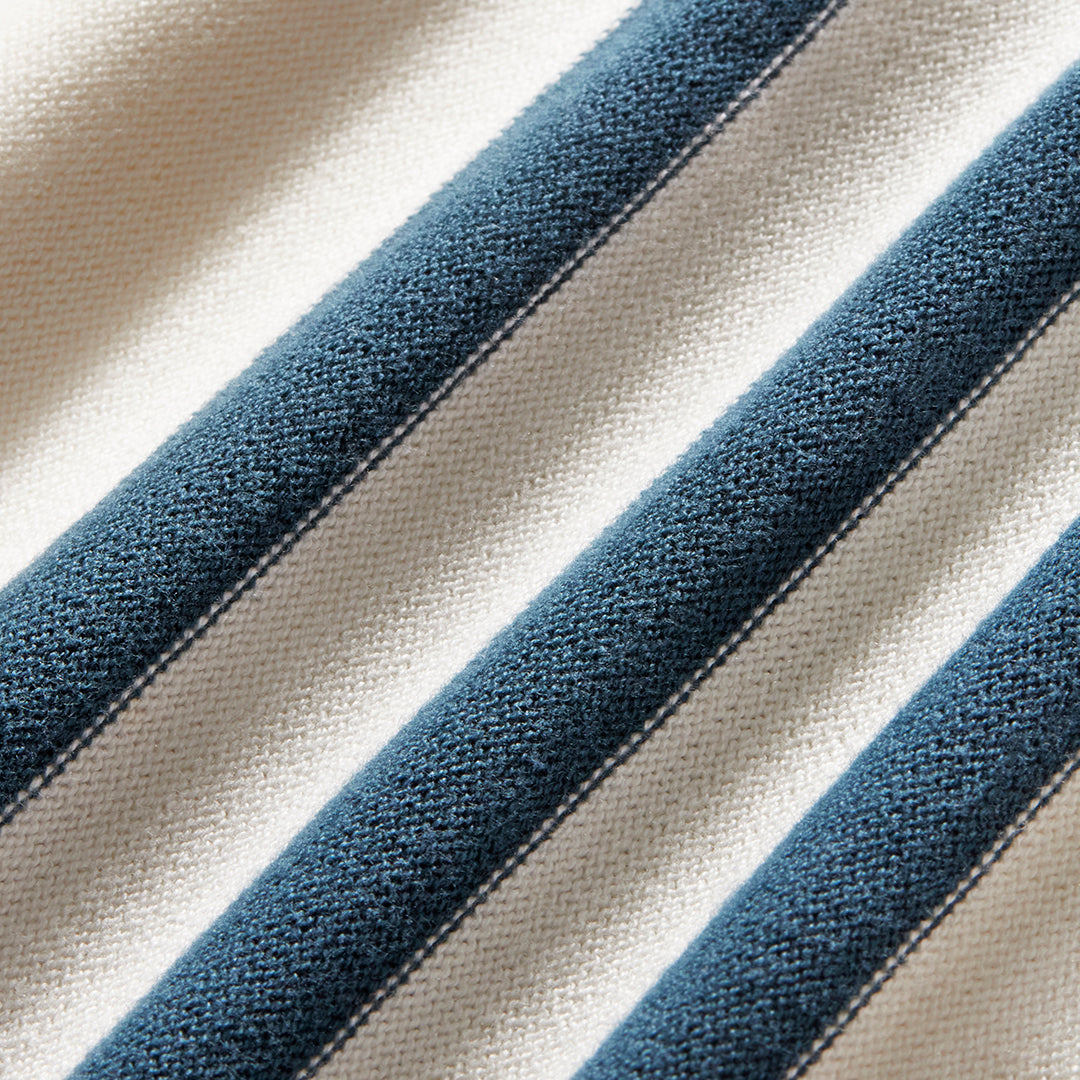 Women's Vintage Stripe Polo Cardigan - Vintage White / Oceana Stripe