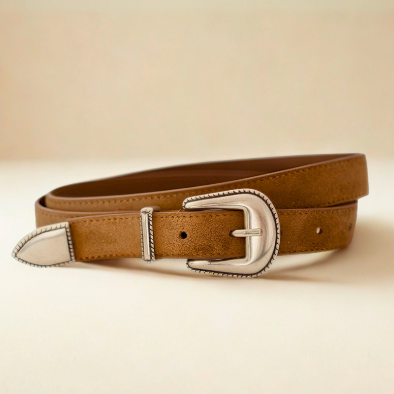 Western Belt - Cognac Suede