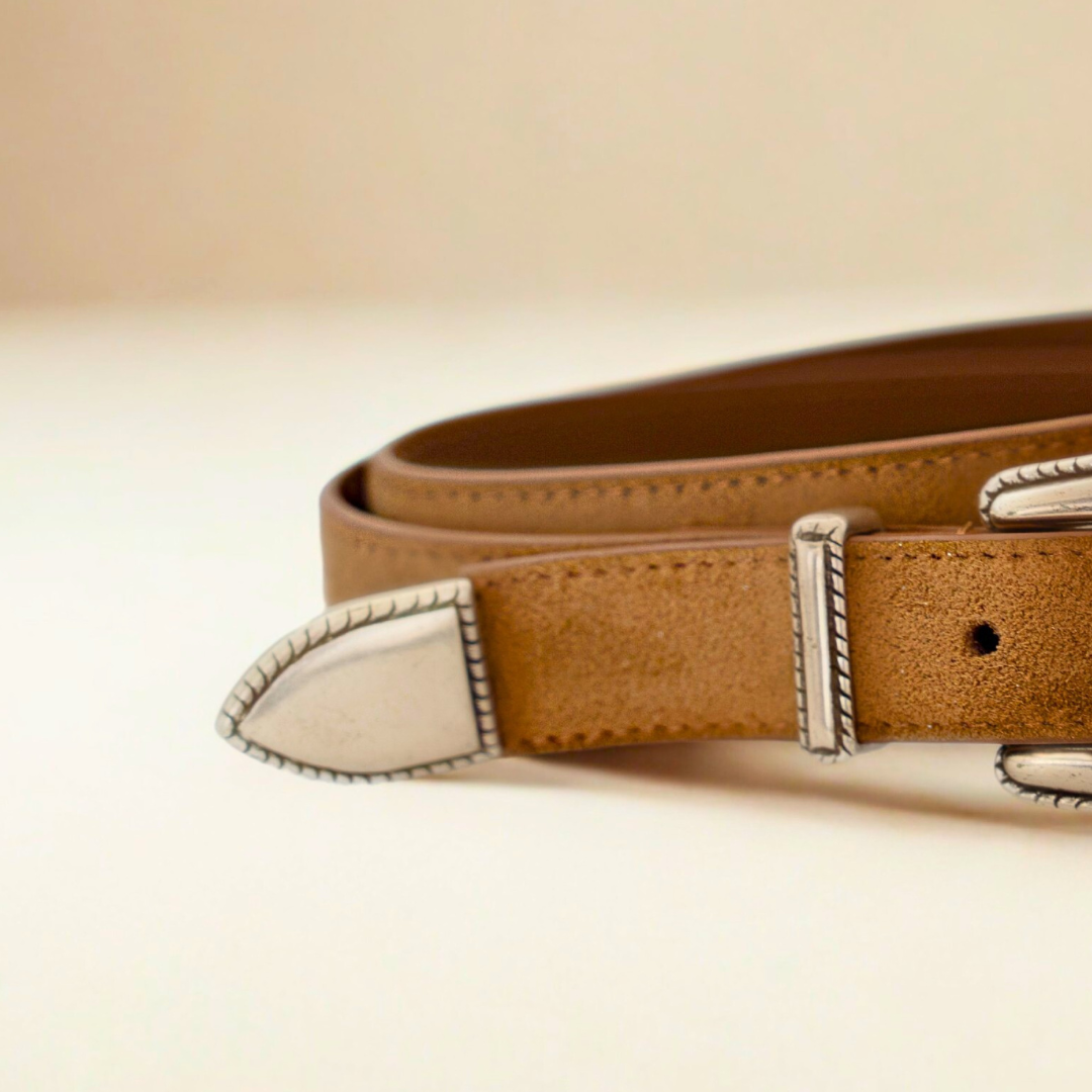 Western Belt - Cognac Suede