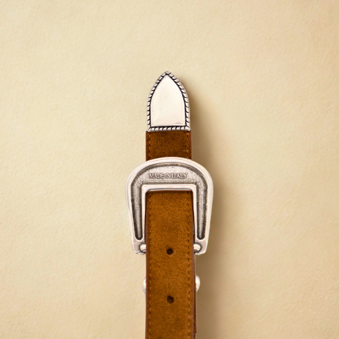 Western Belt - Cognac Suede