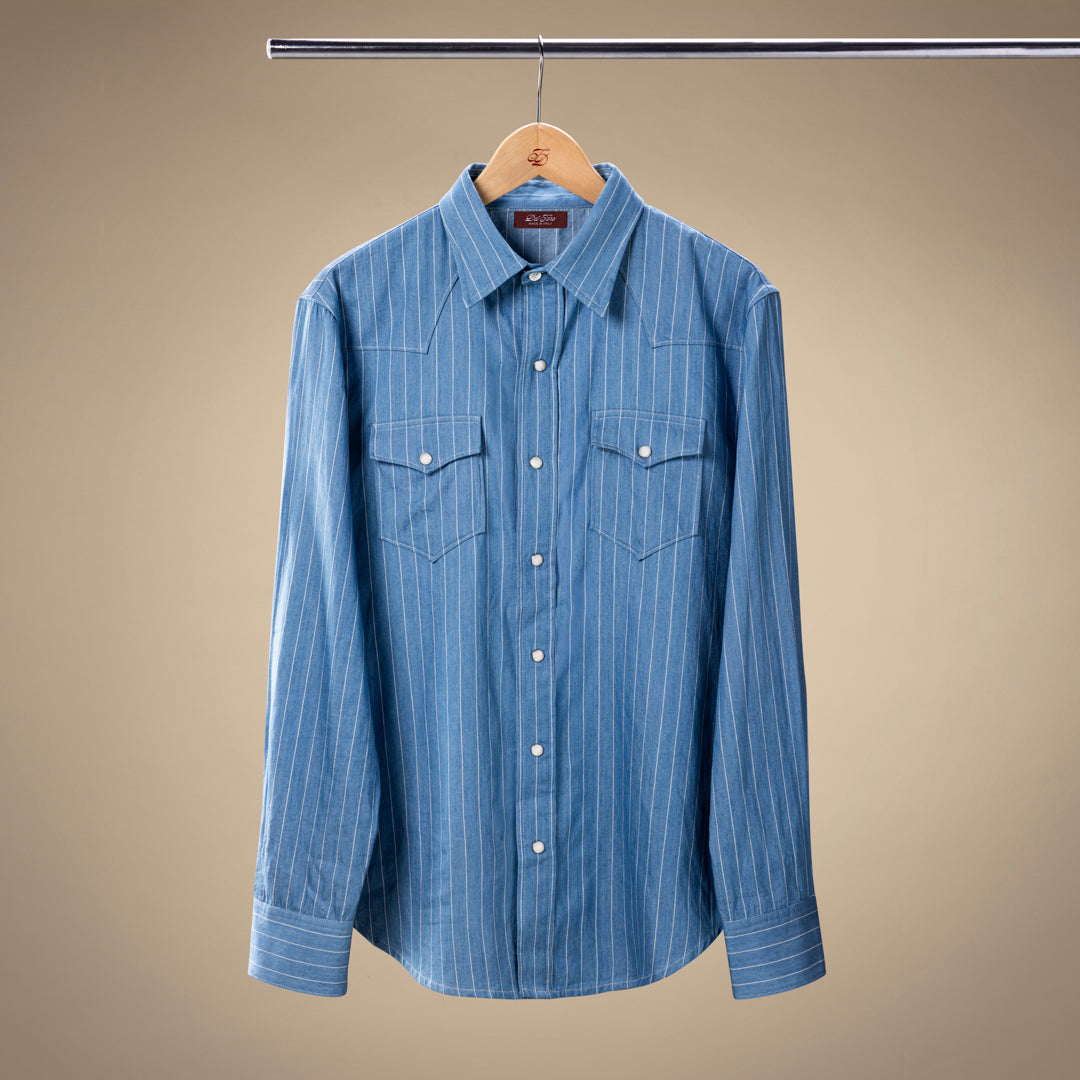 blue pinstripe dress shirt Blue and White Bengal Stripe Dress Shirt