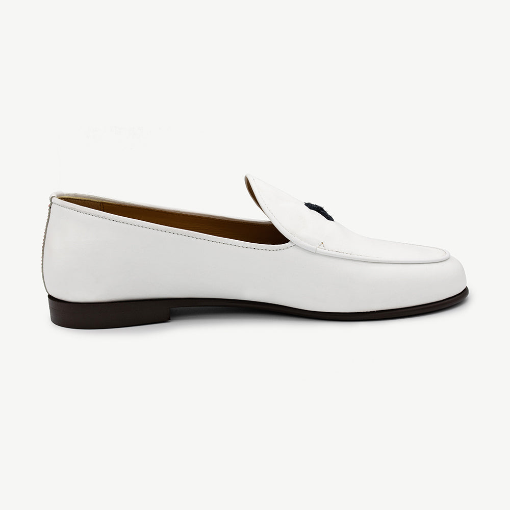 Del Toro White Leather Loafers Slip-Ons Del Toro Printed Loafers - Blue Flats, Shoes - W8D22700  main image 4