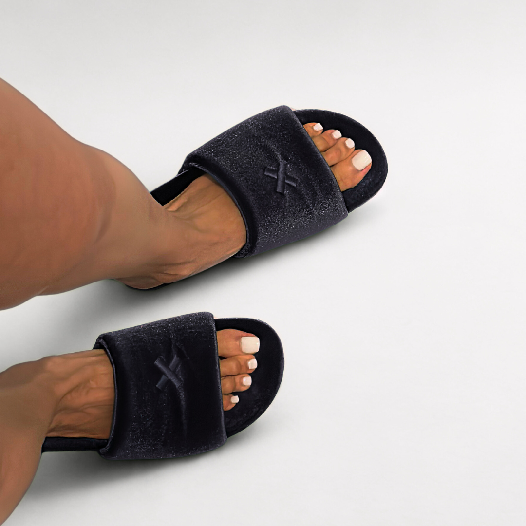 Women's Black Velvet House Slide