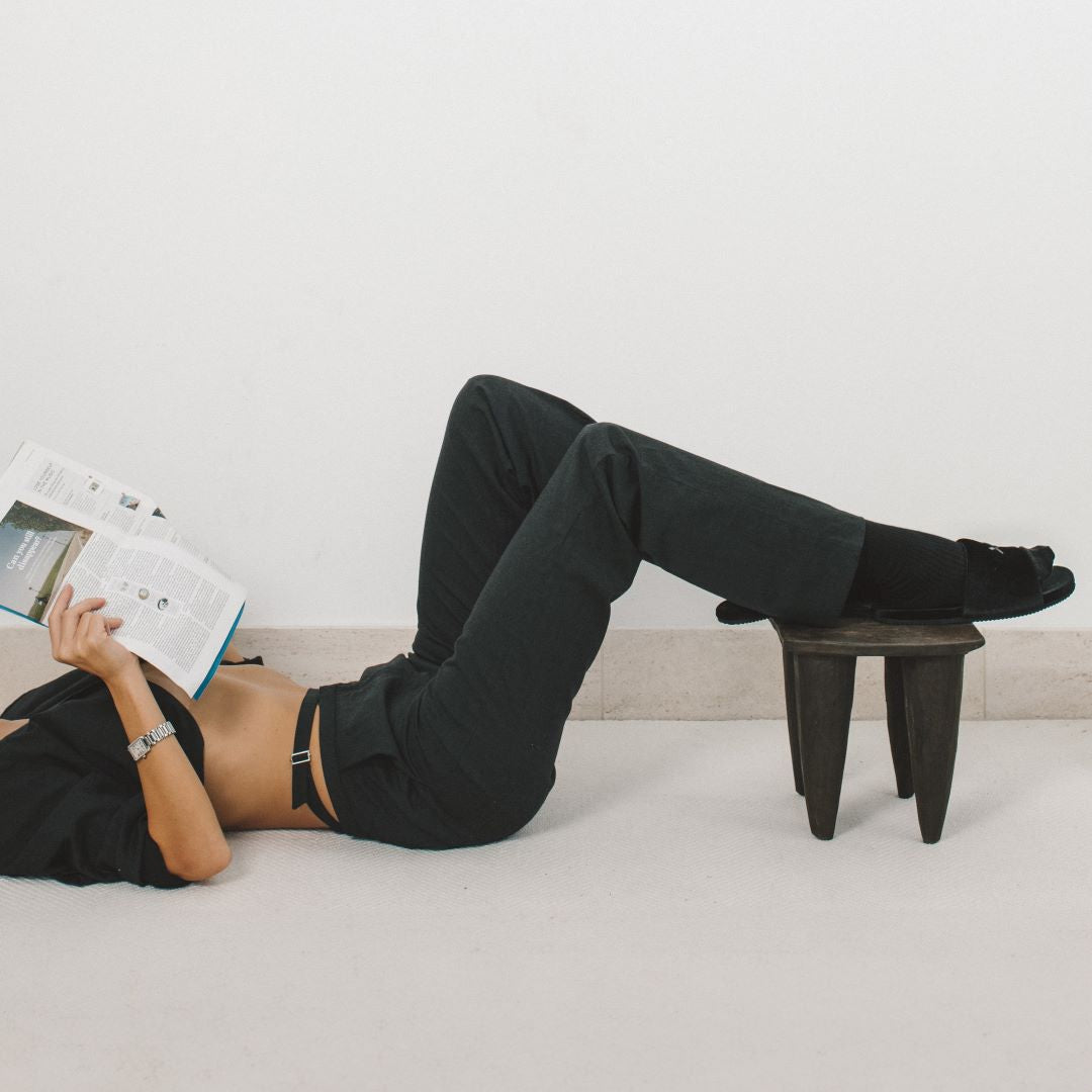 Women's Black Velvet House Slide