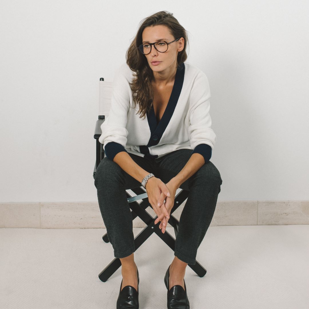 Women's Vintage Fit Cardigan - Vintage White / Black