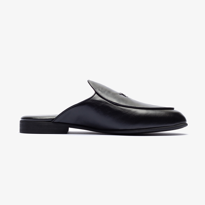 Men's Black Leather Milano Mule