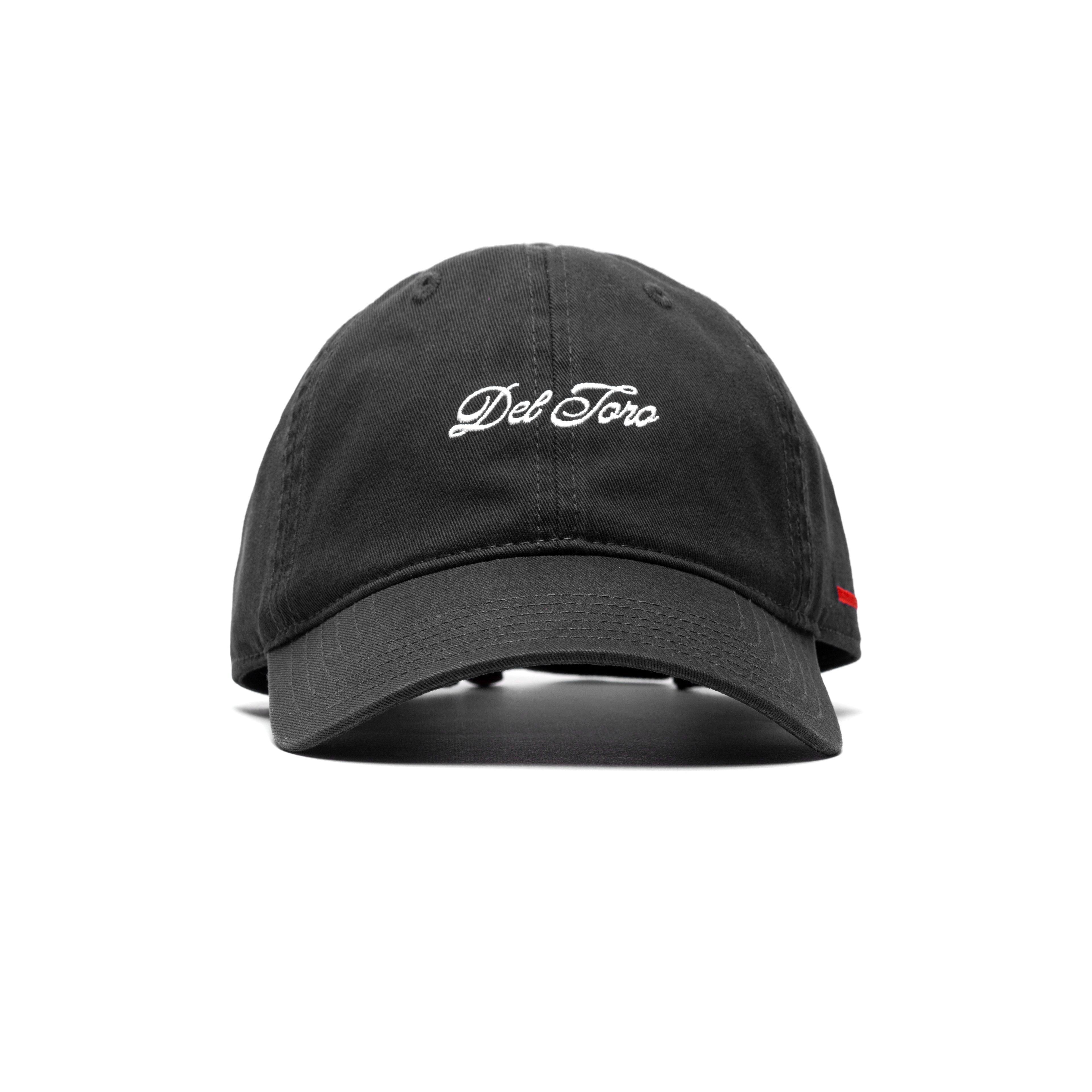 Embroidered Side Stripe Dad Hat - Black
