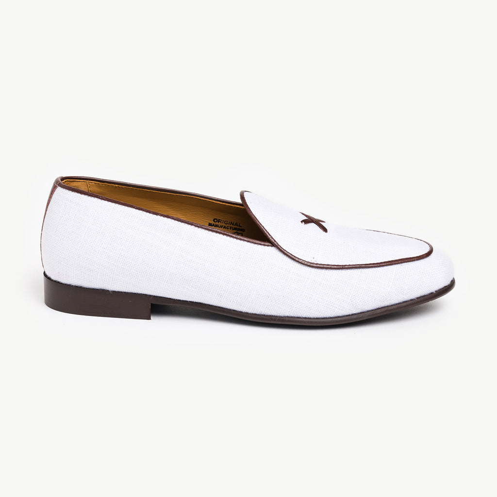 White Silk and Leather Suspenders – Del Toro Shoes