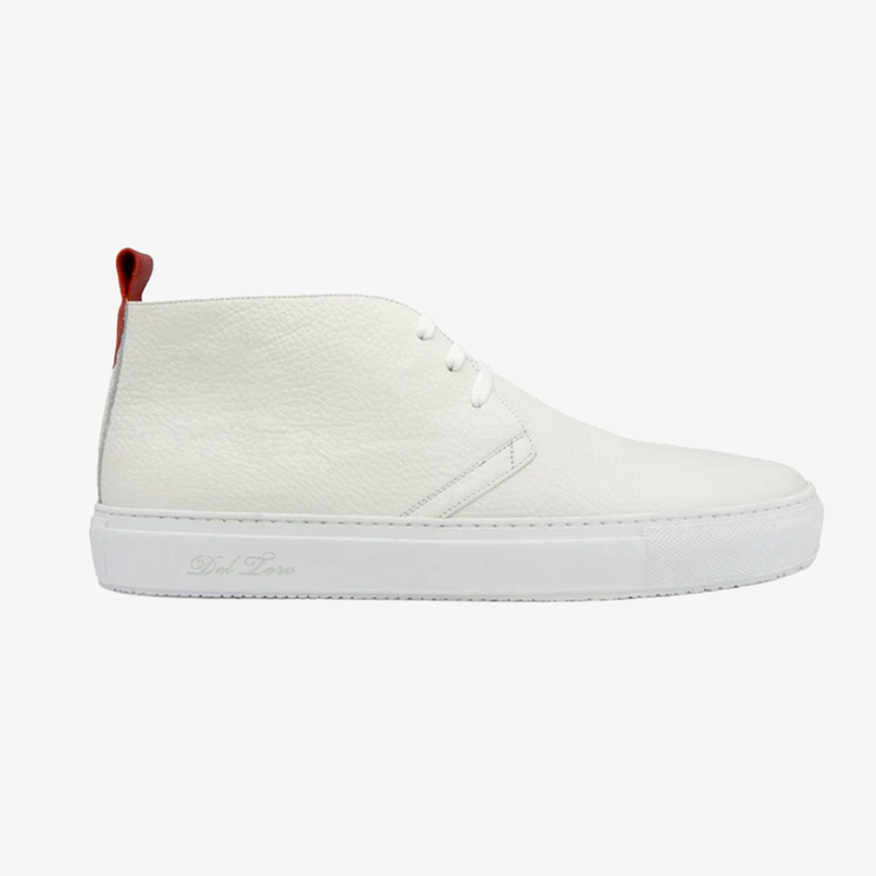 Men's White Pebbled Leather Chukka Sneaker