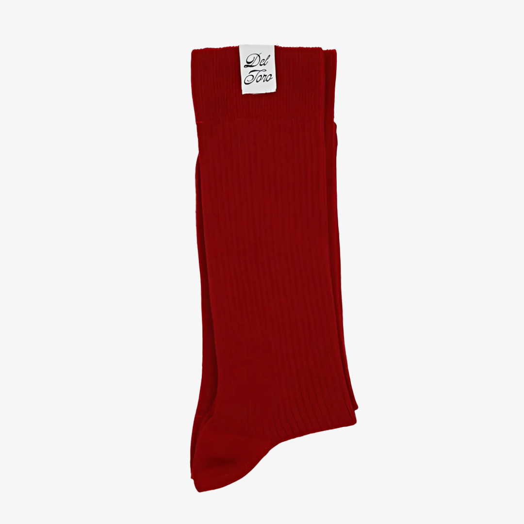 Ribbed Loop Sock - Red