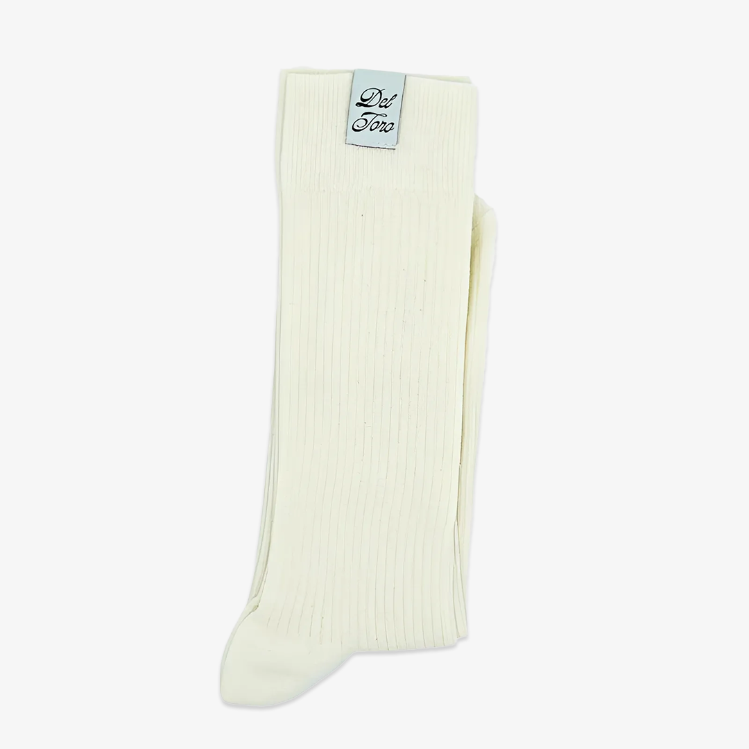 Ribbed Loop Sock - White