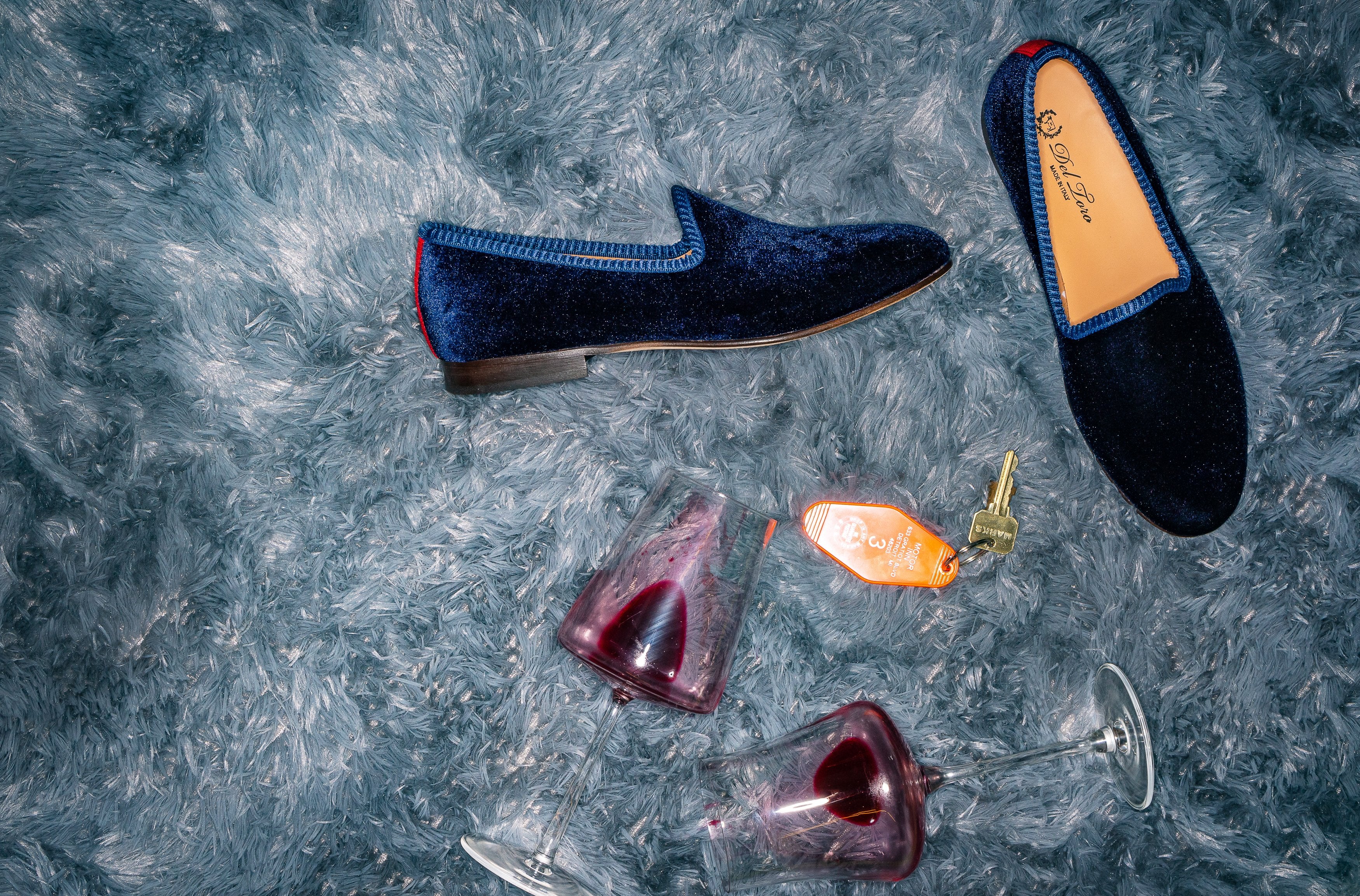 Men's Blue Velvet Slipper