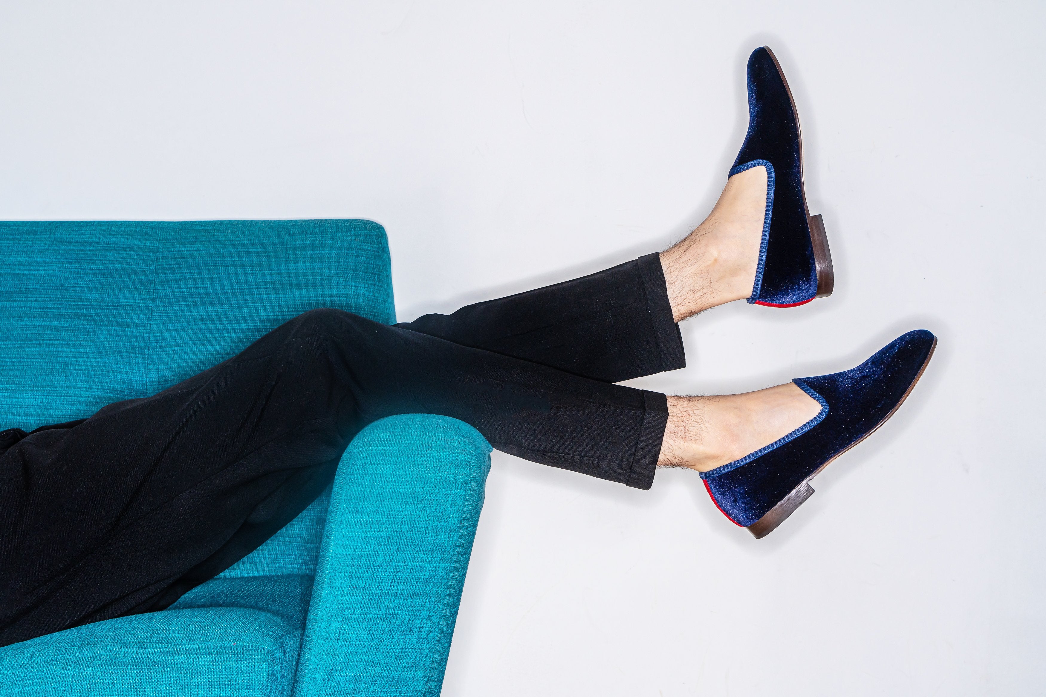 Men's Blue Velvet Slipper