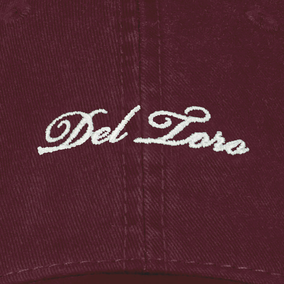 Embroidered Side Stripe Dad Hat - Maroon