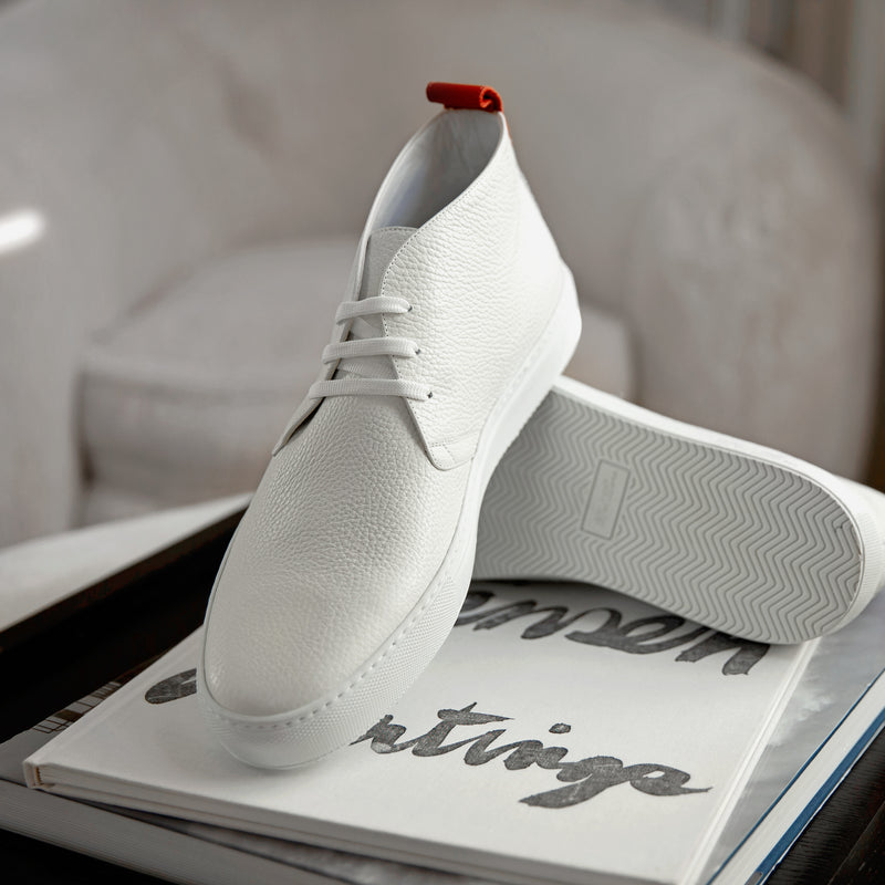 Men's White Leather Chukka Sneaker