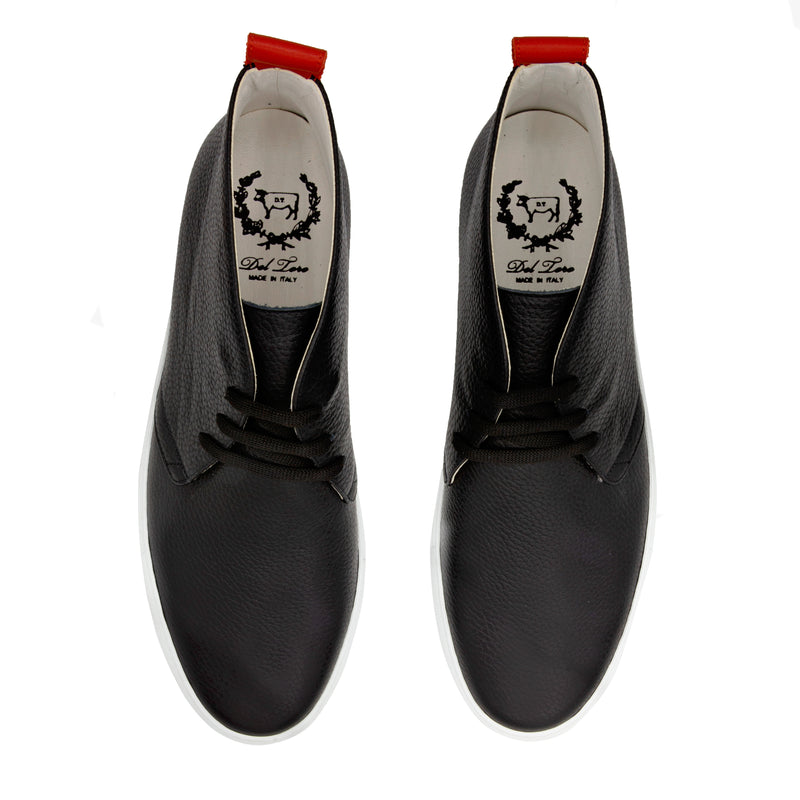 Men's Black Leather Chukka Sneaker